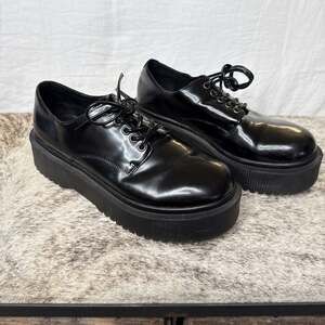 Jeffrey Campbell Bardem Black Platform Oxford Shoes Size 8.5